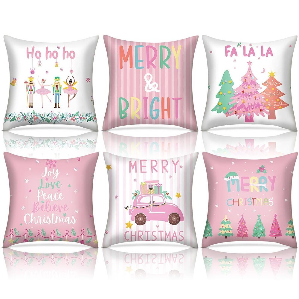 5371 6 Set of Winter Christmas Throw Pillow Covers 18 x 18 Inch Holiday